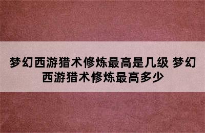 梦幻西游猎术修炼最高是几级 梦幻西游猎术修炼最高多少